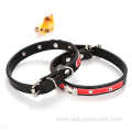 Custom Bone Decorate Adjustable Pu Leather Dog Collar